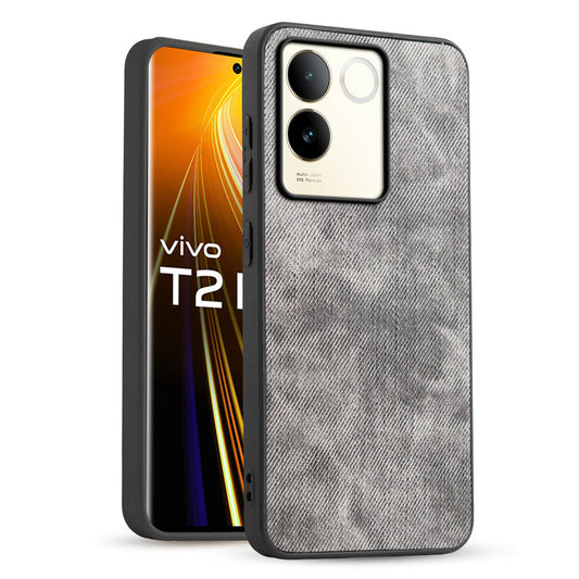Classic Denim Finish Back Case for Vivo T2 Pro 5G with Raised Camera Edges & Micro-Fiber Lining