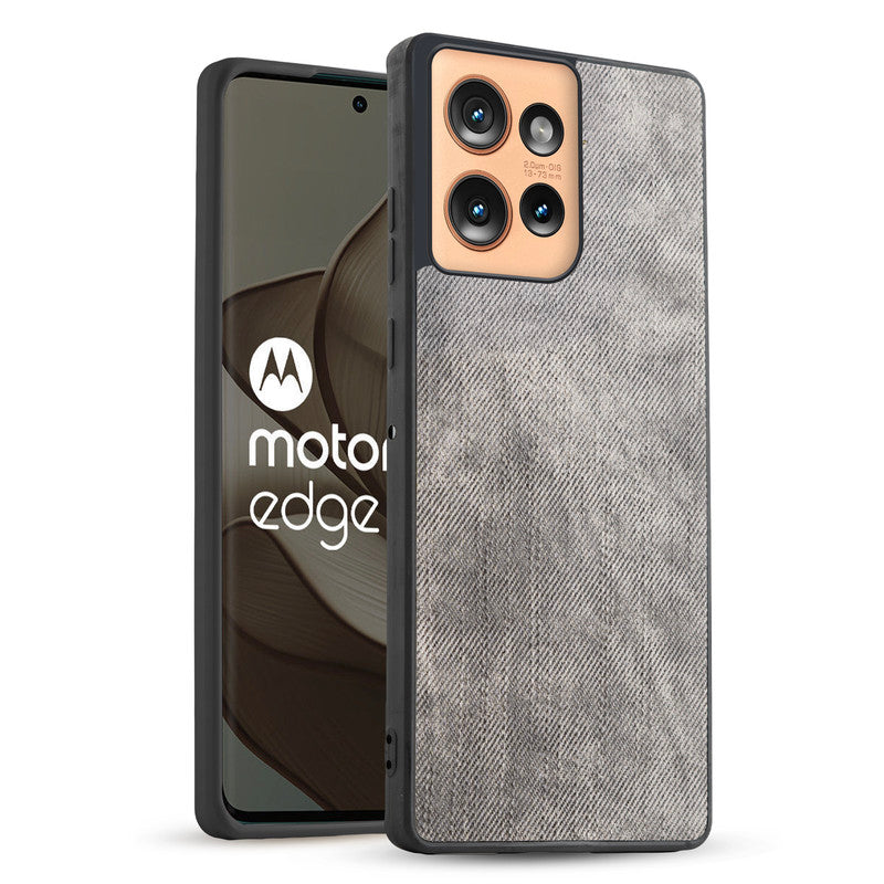 Classic Denim Finish Back Case for Motorola Moto Edge 50 5G with Raised Camera Edges & Micro-Fiber Lining
