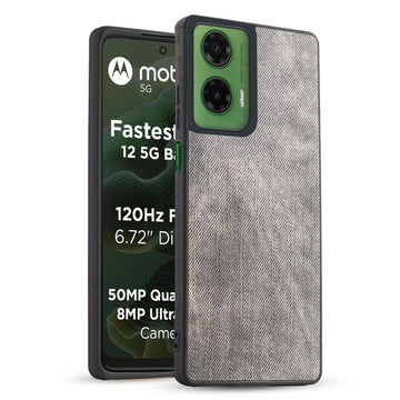 Classic Denim Finish Back Case for Motorola G35 5G with Raised Camera Edges & Micro-Fiber Lining