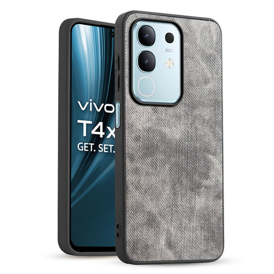 Denim Jeans Cloth Back Cover Case for Vivo T4x 5G