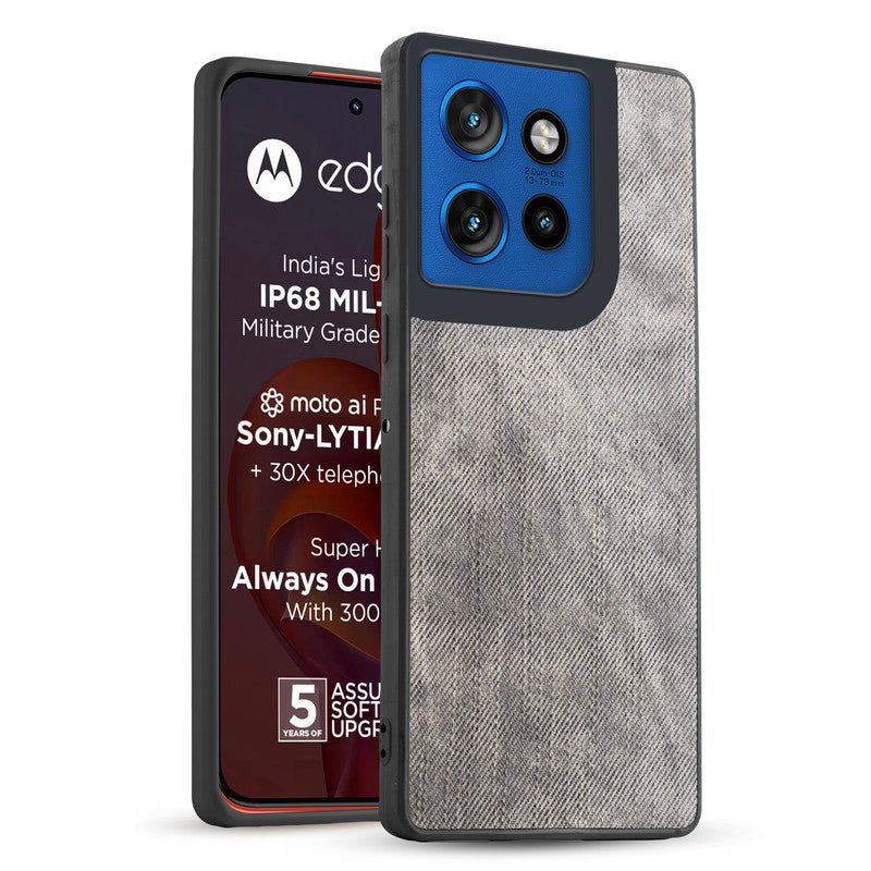 Classic Denim Finish Back Case for Motorola Moto Edge 50 Neo 5G with Raised Camera Edges & Micro-Fiber Lining