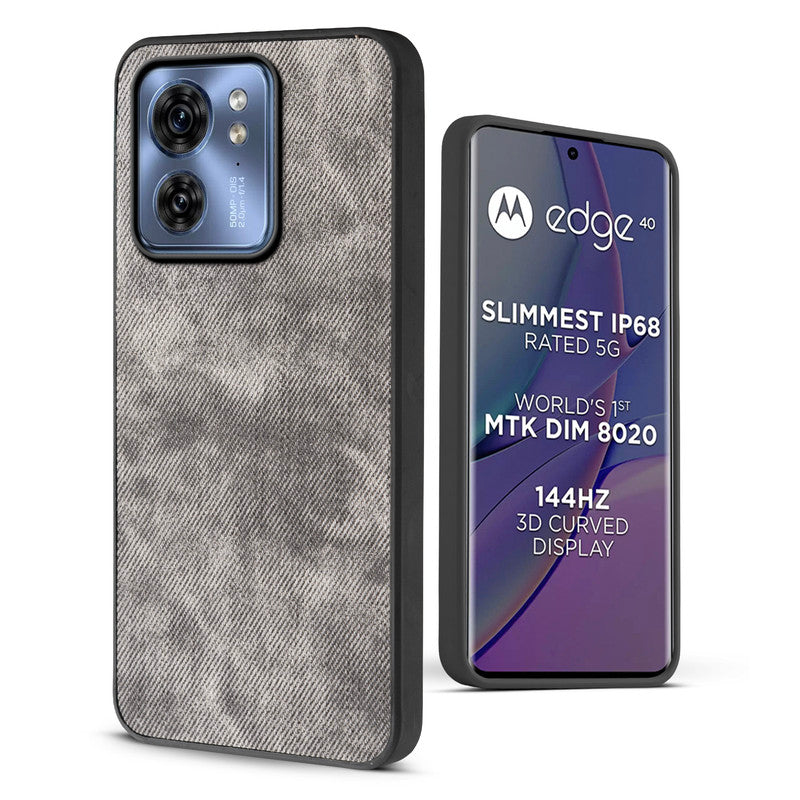 Denim Jeans Cloth Back Cover Case for Motorola Moto Edge 40 5G