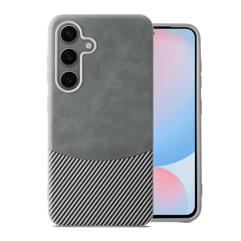 Modern Hybrid PU Leather With Checks Design Back Case For Samsung S24 FE 5G with Sophisticated Style