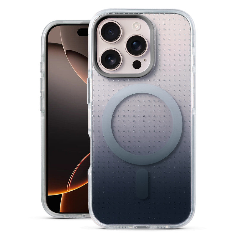 Stunning Dual Shade Starry Wireless Charging Support Hard Back Case for Apple iPhone 16 Pro with Colourful Raised Camera Edges