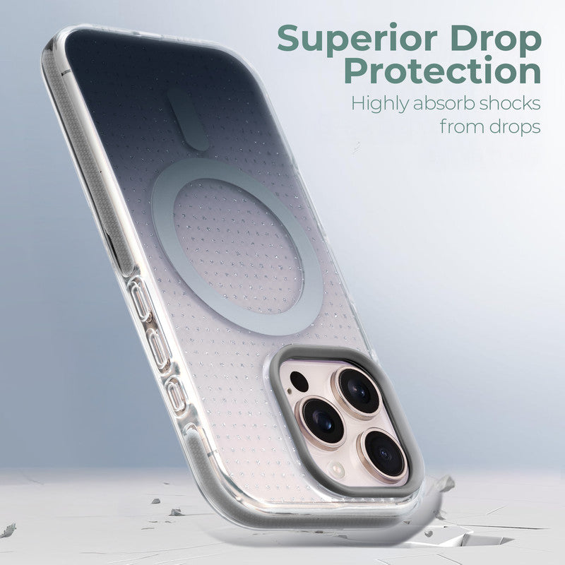 Stunning Dual Shade Starry Wireless Charging Support Hard Back Case for Apple iPhone 16 Pro with Colourful Raised Camera Edges