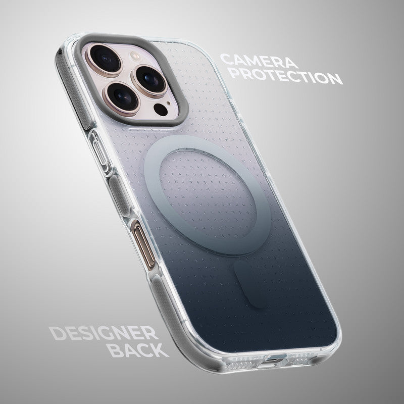Stunning Dual Shade Starry Wireless Charging Support Hard Back Case for Apple iPhone 16 Pro with Colourful Raised Camera Edges