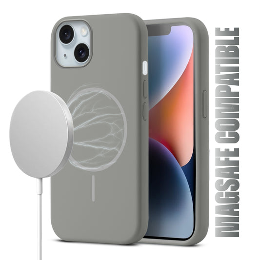 Liquid Silicon With Microfiber Lining Back Case For Apple iPhone 14 (MagSafe Compatible)