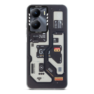 Mechanical Circuit Sector Print Hard Back Cover For Vivo T2x 5G