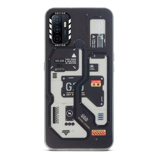 Mechanical Circuit Sector Print Hard Back Cover For Oppo A53 2020