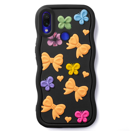 3D Silicone Soft Wave Edges Mobile Back Case For Redmi Note 7