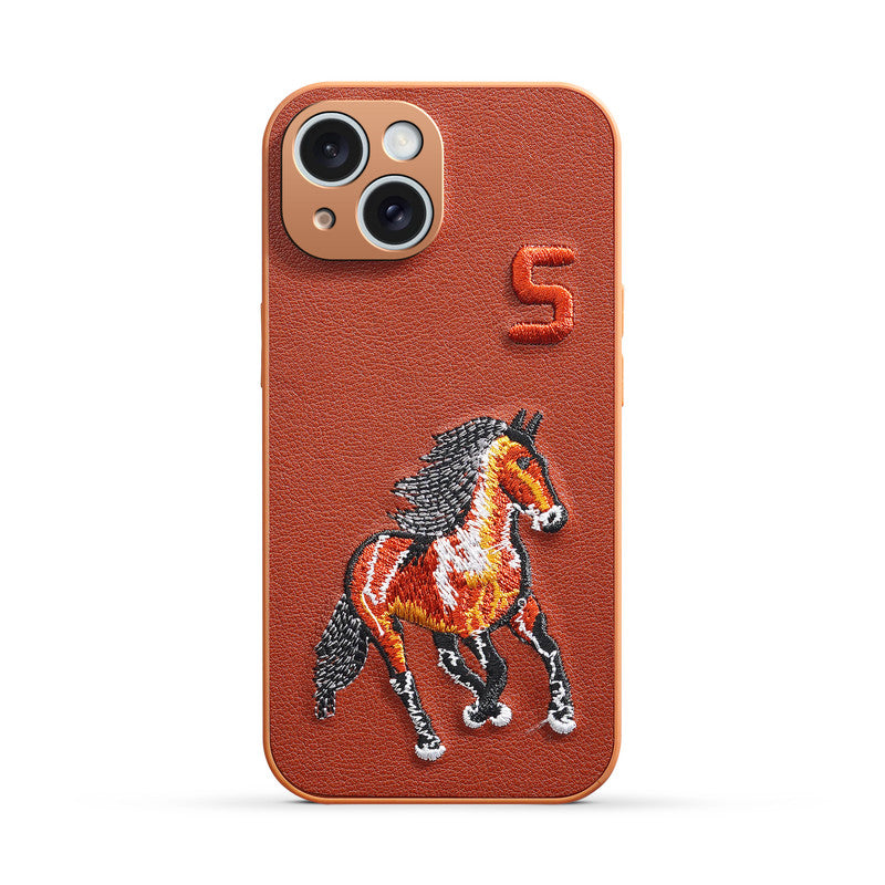 Premium Leather with Exquisite Embroidery for Apple iPhone 14