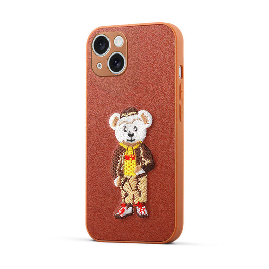 Premium Leather with Exquisite Embroidery for Apple iPhone 13