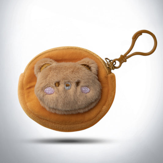 Cute 3D Multipurpose Fluffy Pouch - 3D Brown Teddy