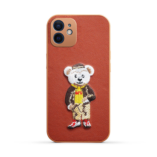 Premium Leather with Exquisite Embroidery for Apple iPhone 12