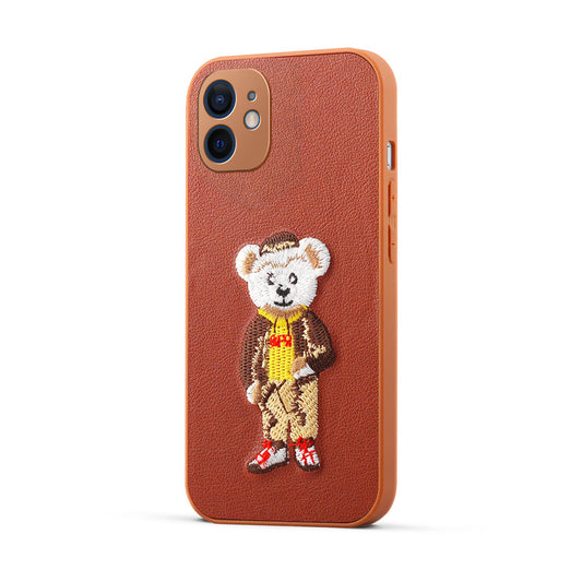 Premium Leather with Exquisite Embroidery for Apple iPhone 12