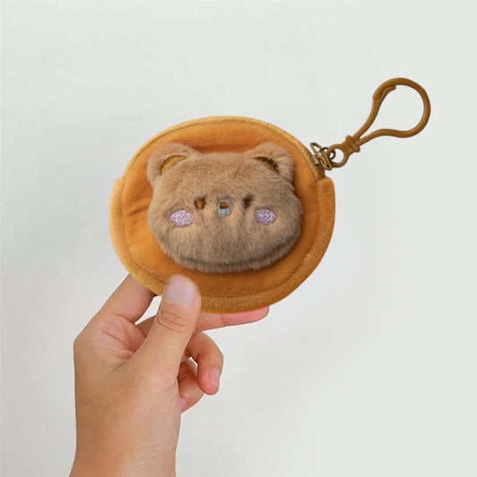 Cute 3D Multipurpose Fluffy Pouch - 3D Brown Teddy
