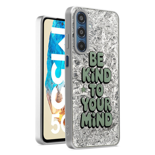Shiny Foil Design Printed Back Case for Samsung M35 5G With Soft Edges with Glossy Semi-Hard Back
