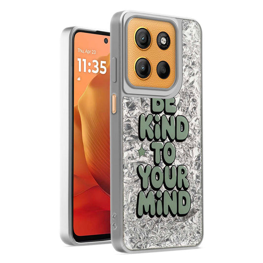 Shiny Foil Design Printed Back Case for Motorola Moto G15 With Soft Edges with Glossy Semi-Hard Back