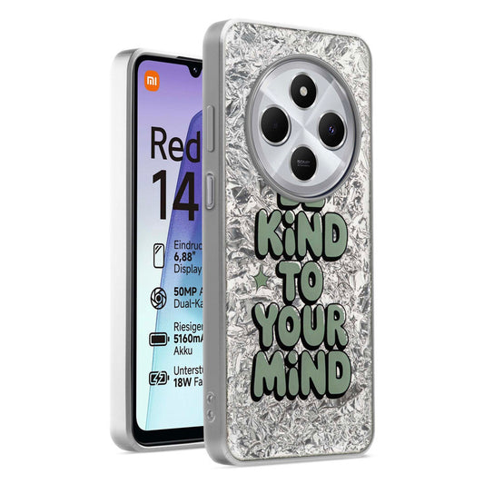 Shiny Foil Design Printed Back Case for Redmi 14C 5G With Soft Edges with Glossy Semi-Hard Back