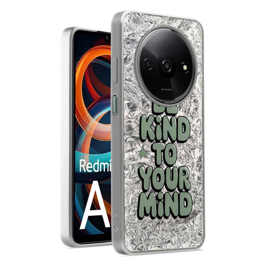 Shiny Foil Design Printed Back Case for Redmi A3 With Soft Edges with Glossy Semi-Hard Back