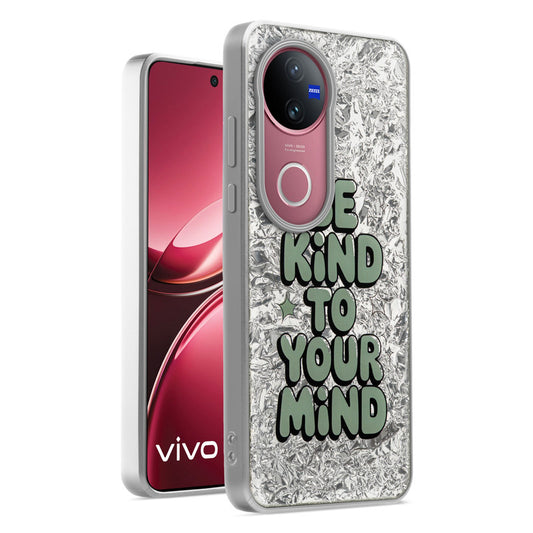 Shiny Foil Design Printed Back Case for Vivo V50 5G With Soft Edges with Glossy Semi-Hard Back