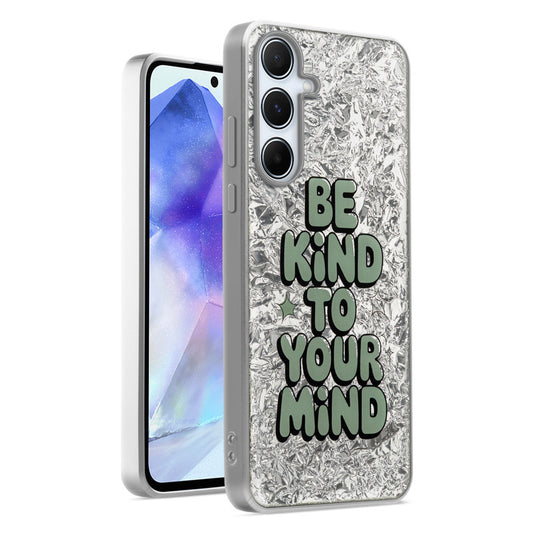 Shiny Foil Design Printed Back Case for Samsung A55 5G With Soft Edges with Glossy Semi-Hard Back