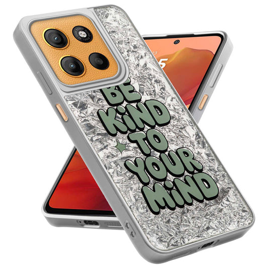 Shiny Foil Design Printed Back Case for Motorola Moto G15 With Soft Edges with Glossy Semi-Hard Back