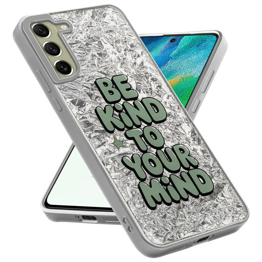 Shiny Foil Design Printed Back Case for Samsung S21 FE 5G With Soft Edges with Glossy Semi-Hard Back