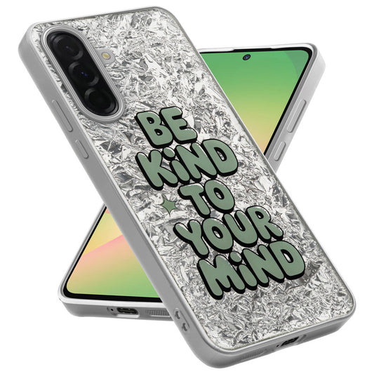 Shiny Foil Design Printed Back Case for Samsung A56 5G With Soft Edges with Glossy Semi-Hard Back