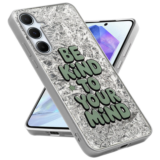 Shiny Foil Design Printed Back Case for Samsung A55 5G With Soft Edges with Glossy Semi-Hard Back