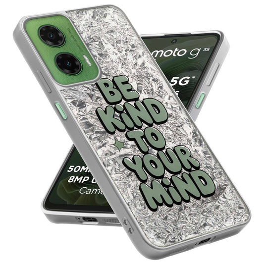 Shiny Foil Design Printed Back Case for Motorola G35 5G With Soft Edges with Glossy Semi-Hard Back