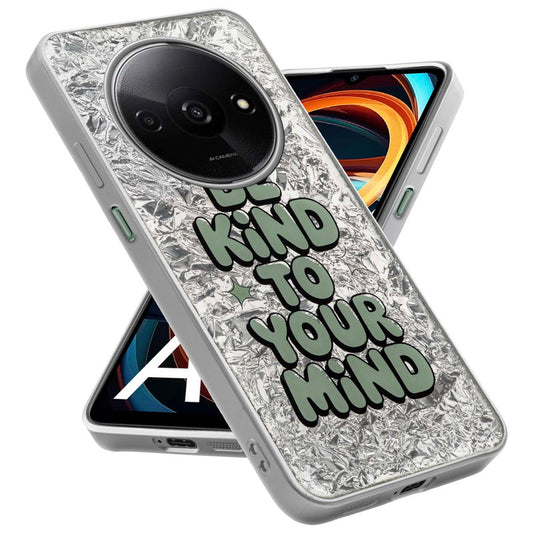 Shiny Foil Design Printed Back Case for Redmi A3 With Soft Edges with Glossy Semi-Hard Back