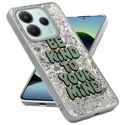 Shiny Foil Design Printed Back Case for Redmi Note 14 5G With Soft Edges with Glossy Semi-Hard Back