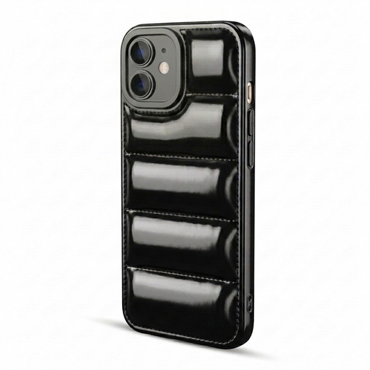 Soft Silicone 3D Puffer Pattern Back Cover for Apple iPhone 12, Shiny Shockproof Protective Case