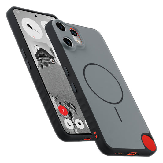 Matte Silicone Dual Color Back Cover with Metal Buttons & Ring Design for CMF Nothing Phone 2 Pro