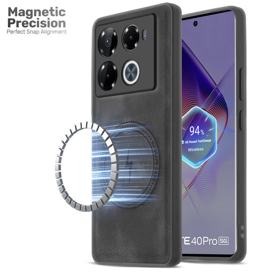 Refined PU Leather Case for Infinix Note 40 Pro 5G , with Support for MagSafe & Wireless Accessories