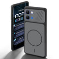 Black back cover for Infinix Note Edge with camera cut protection and ring design on back side.
