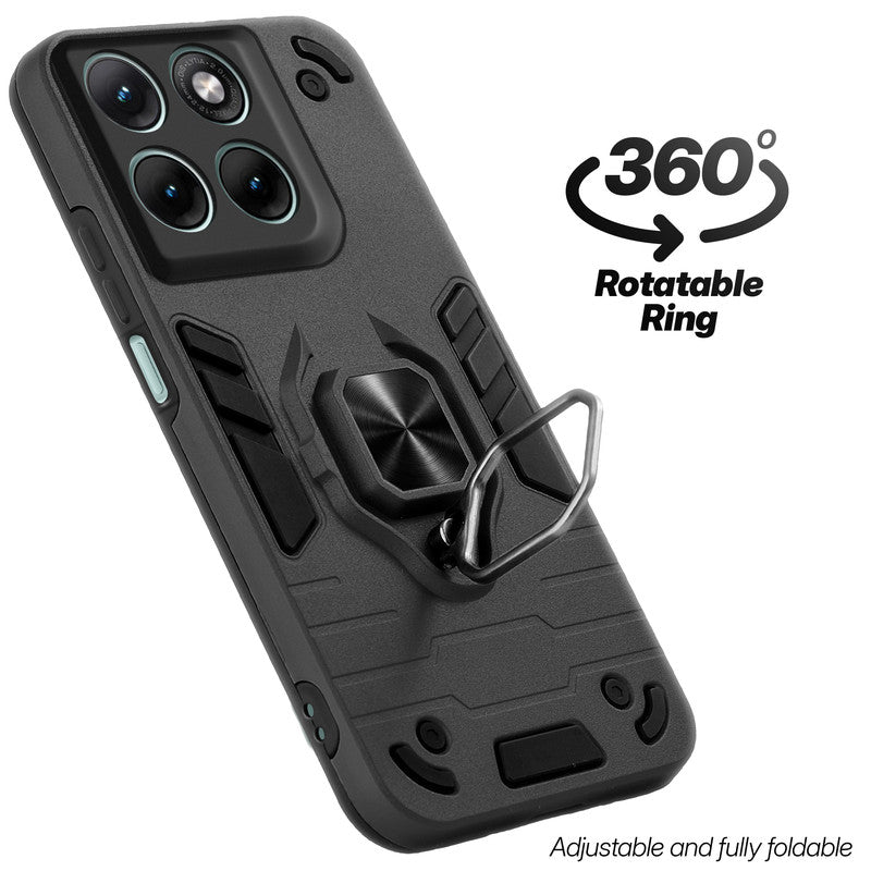 Dual layer shockproof back cover with 360° rotatable ring grip for Motorola G37 5G