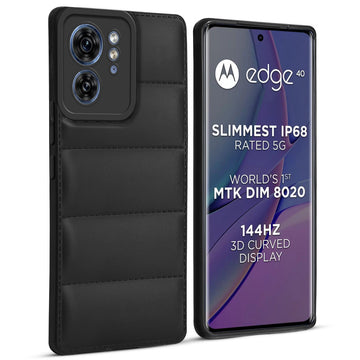 Leather Textured Back Cover for Motorola Moto Edge 40 5G, Shockproof Case with Camera Protection