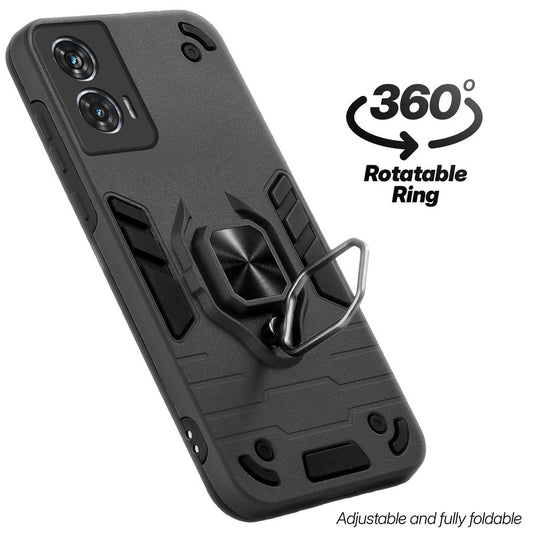 Dual Layer Shockproof Back Cover with 360° Rotatable Ring Grip & Impact Resistant Frame for Motorola Moto Edge 50 Fusion 5G