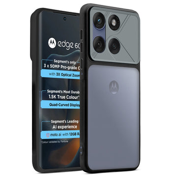 Premium Frosted Back Cover with Textured Camera Design & Metal-Look Buttons for Motorola Moto Edge 60 5G