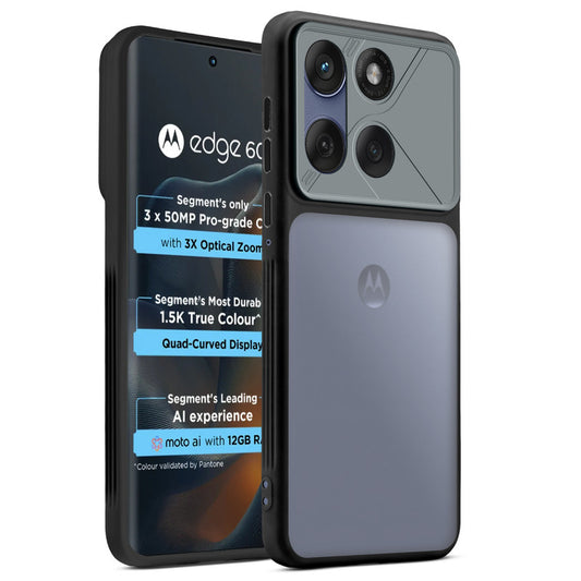 Premium Frosted Back Cover with Textured Camera Design & Metal-Look Buttons for Motorola Moto Edge 60 5G