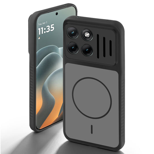 Black back cover for Motorola Moto Edge 70 Fusion 5G with camera cut protection and ring design on back side.