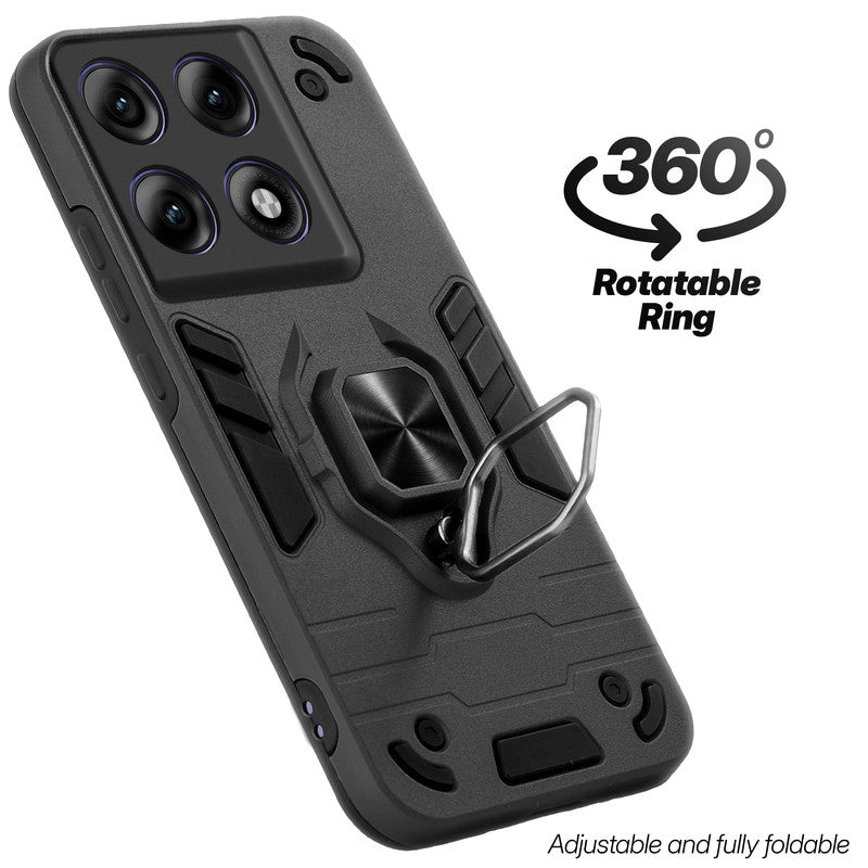 Dual layer shockproof back cover with 360° rotatable ring grip for Motorola Moto Edge 70 Pro Plus 5G