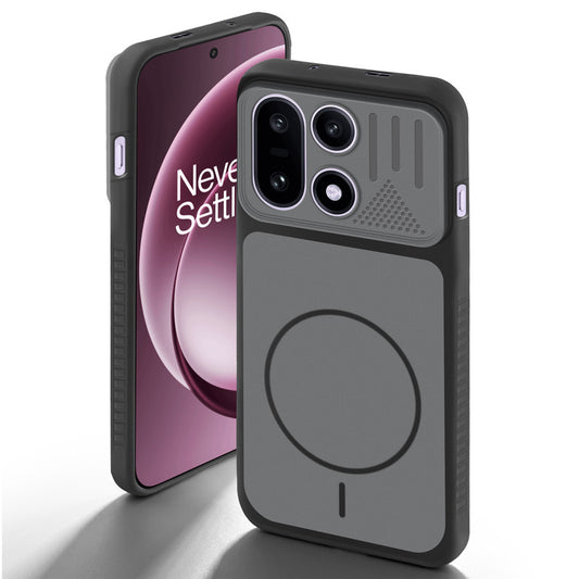 Black back cover for OnePlus 15 5G with camera cut protection and ring design on back side.