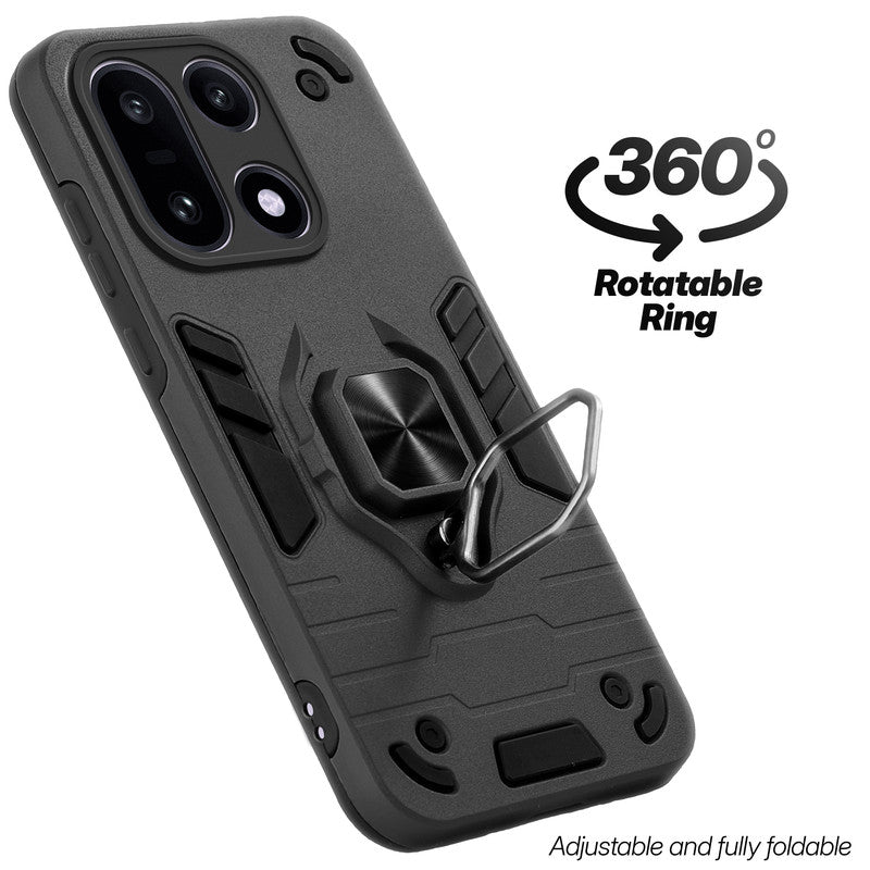 Dual layer shockproof back cover with 360° rotatable ring grip for OnePlus 15 5G
