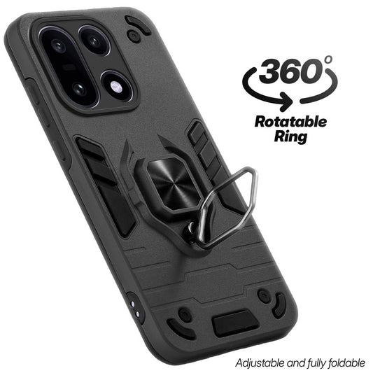 Dual layer shockproof back cover with 360° rotatable ring grip for OnePlus 15 5G