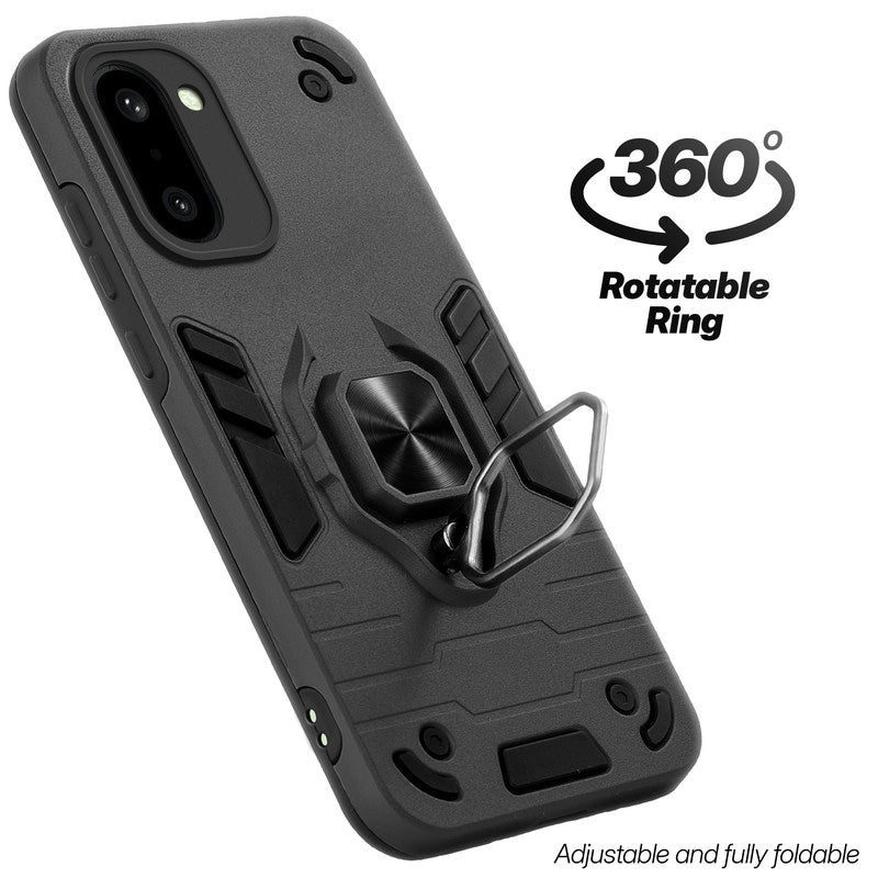 Dual layer shockproof back cover with 360° rotatable ring grip for OnePlus 15R 5G
