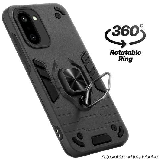 Dual layer shockproof back cover with 360° rotatable ring grip for OnePlus 15R 5G