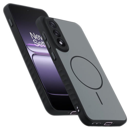 Matte Silicone Dual Color Back Cover with Metal Buttons & Ring Design for OnePlus Nord 5 5G